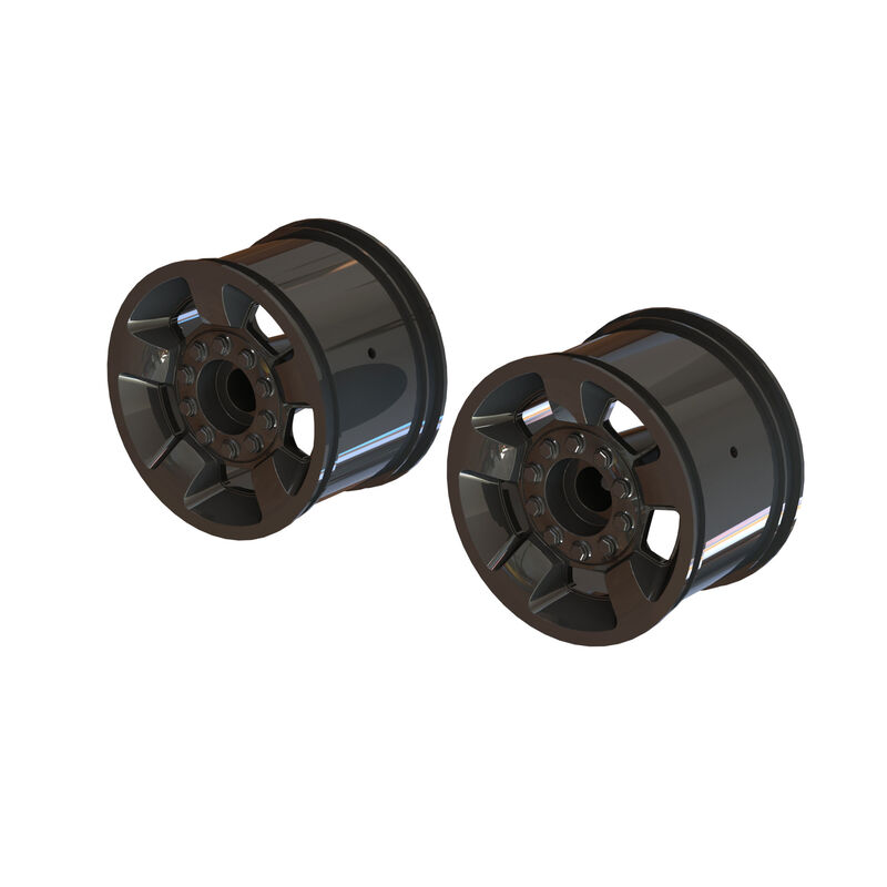 1/10 MT Front/Rear 2.8 Wheels, 14mm Hex, Black Chrome (2)